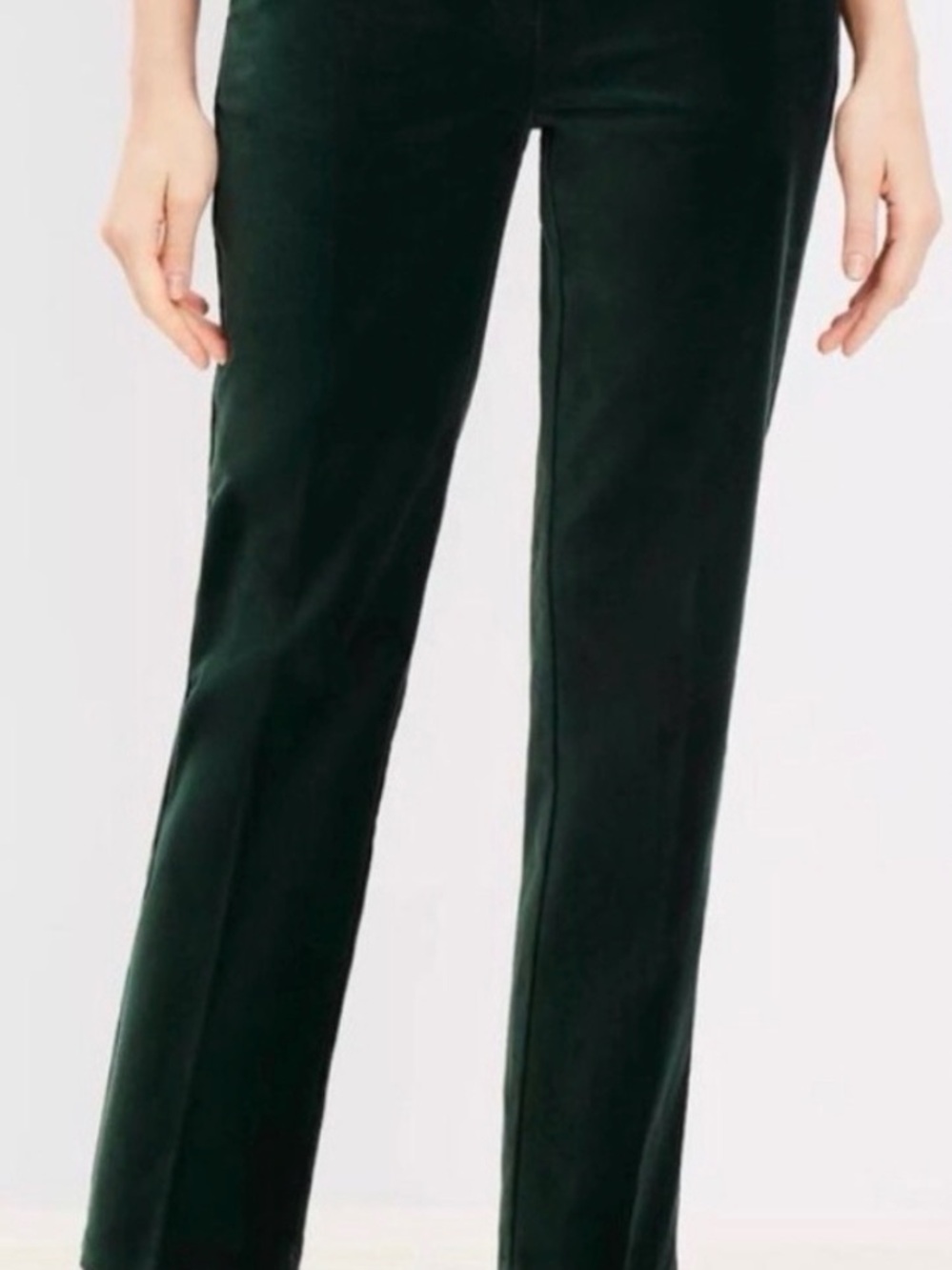 NWT LOFT The Riviera Slim Forest Green Straight-Leg Velvet Pants